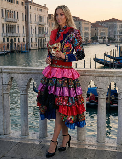 Jachetă de carnaval pentru femei, de înaltă calitate, multicoloră, în stil Fiesta Carnival