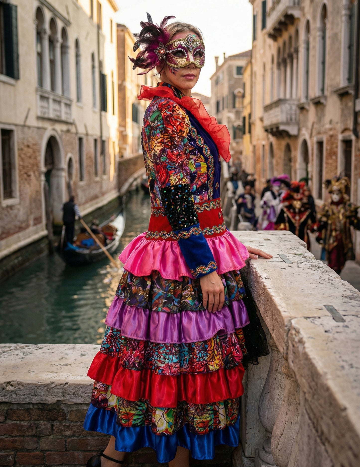 Jachetă de carnaval pentru femei, de înaltă calitate, multicoloră, în stil Fiesta Carnival