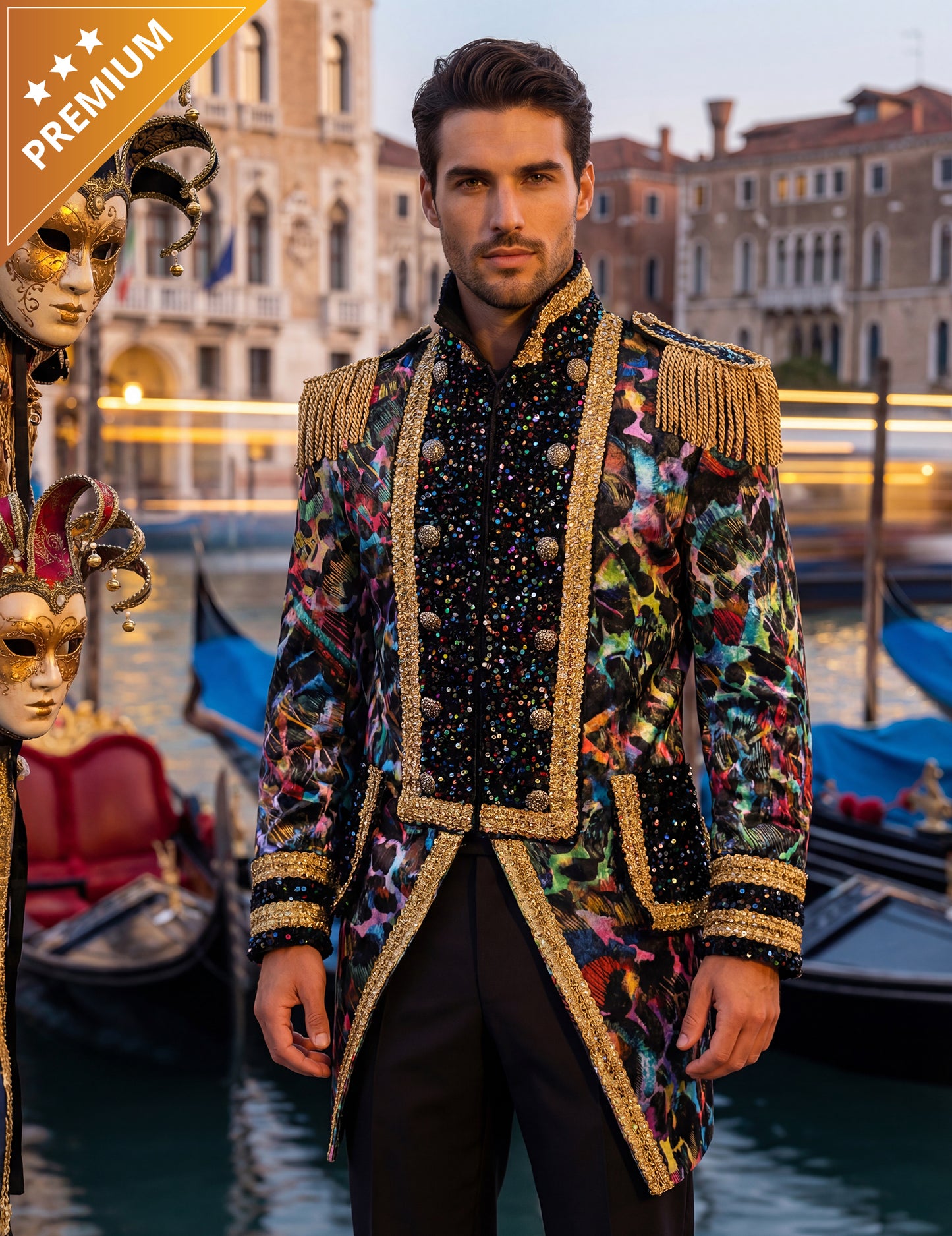 Jachetă carnaval bărbătească de înaltă calitate în culori neon