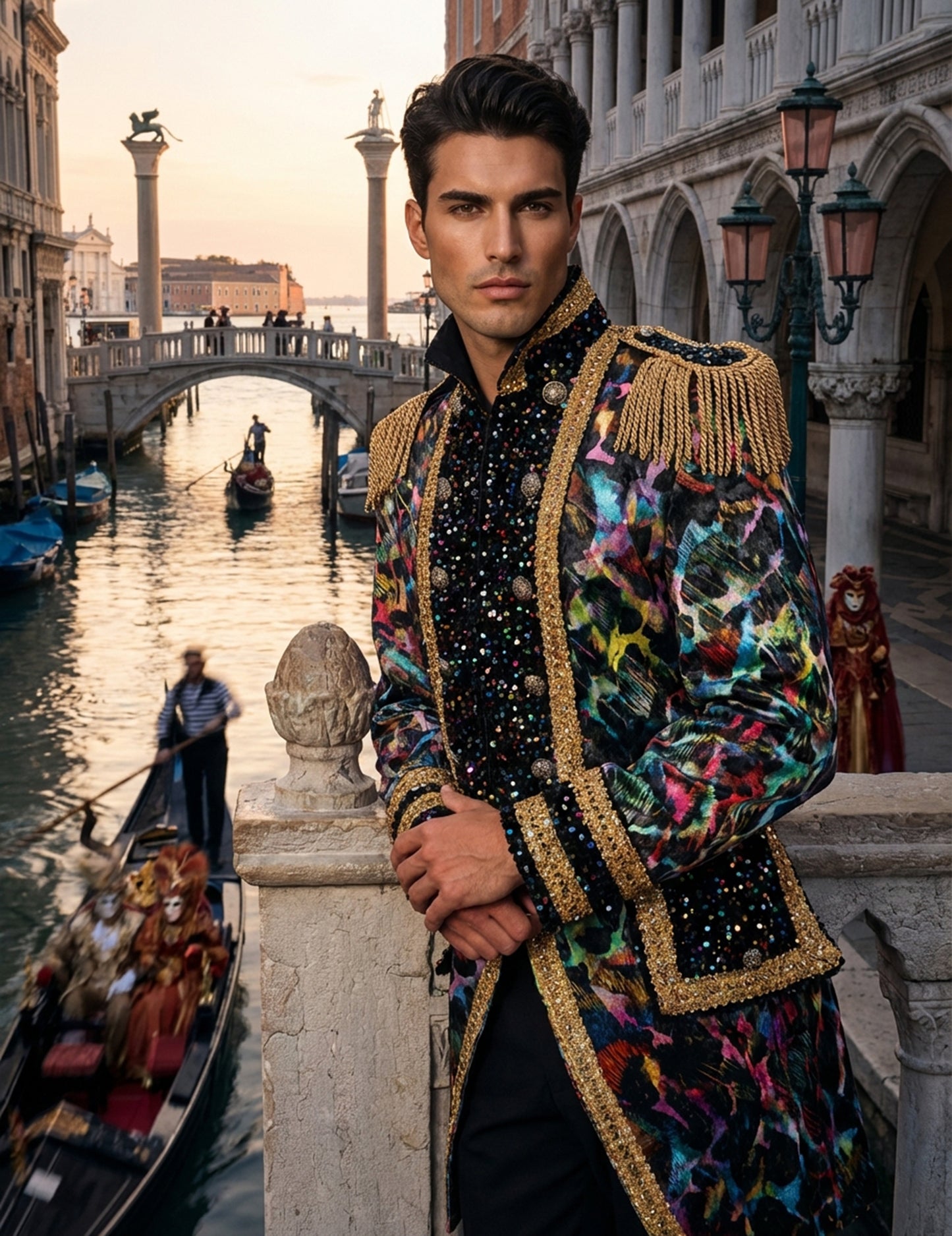 Jachetă carnaval bărbătească de înaltă calitate în culori neon