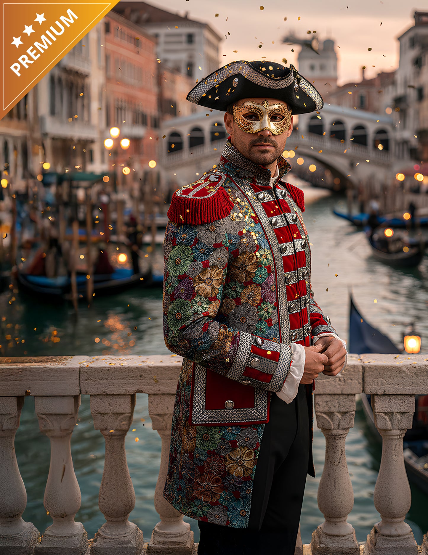 Jachetă carnaval bărbătească de lux cu model floral