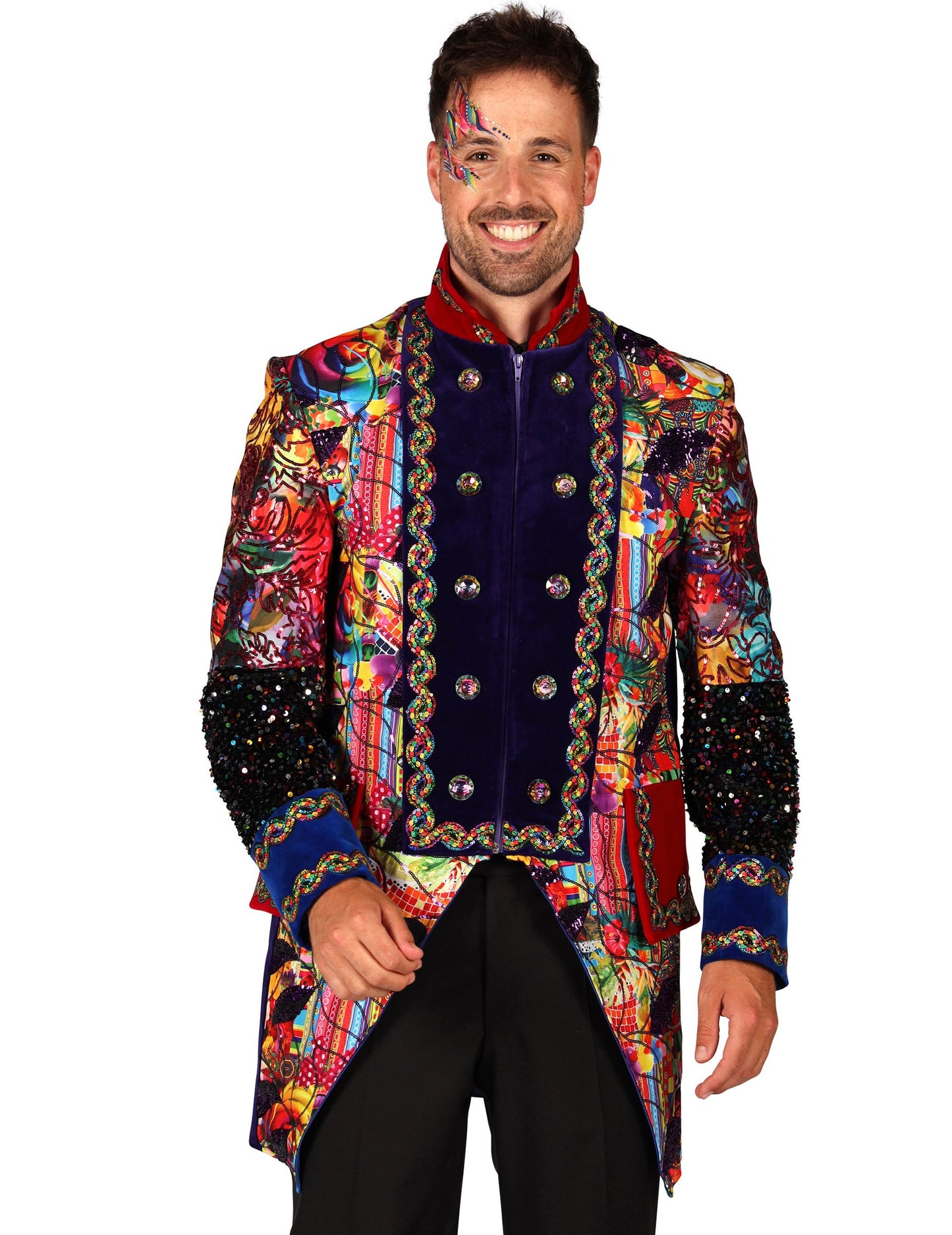 Jachetă de carnaval bărbătească, de înaltă calitate, multicoloră, în stil Fiesta Carnival