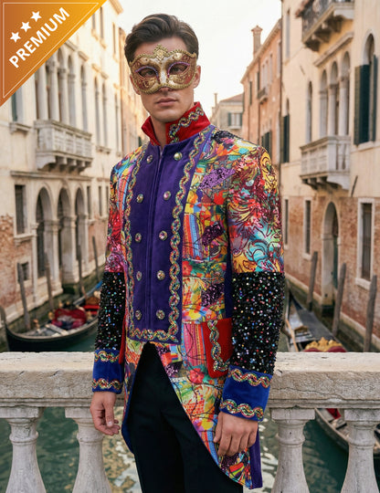 Jachetă de carnaval bărbătească, de înaltă calitate, multicoloră, în stil Fiesta Carnival