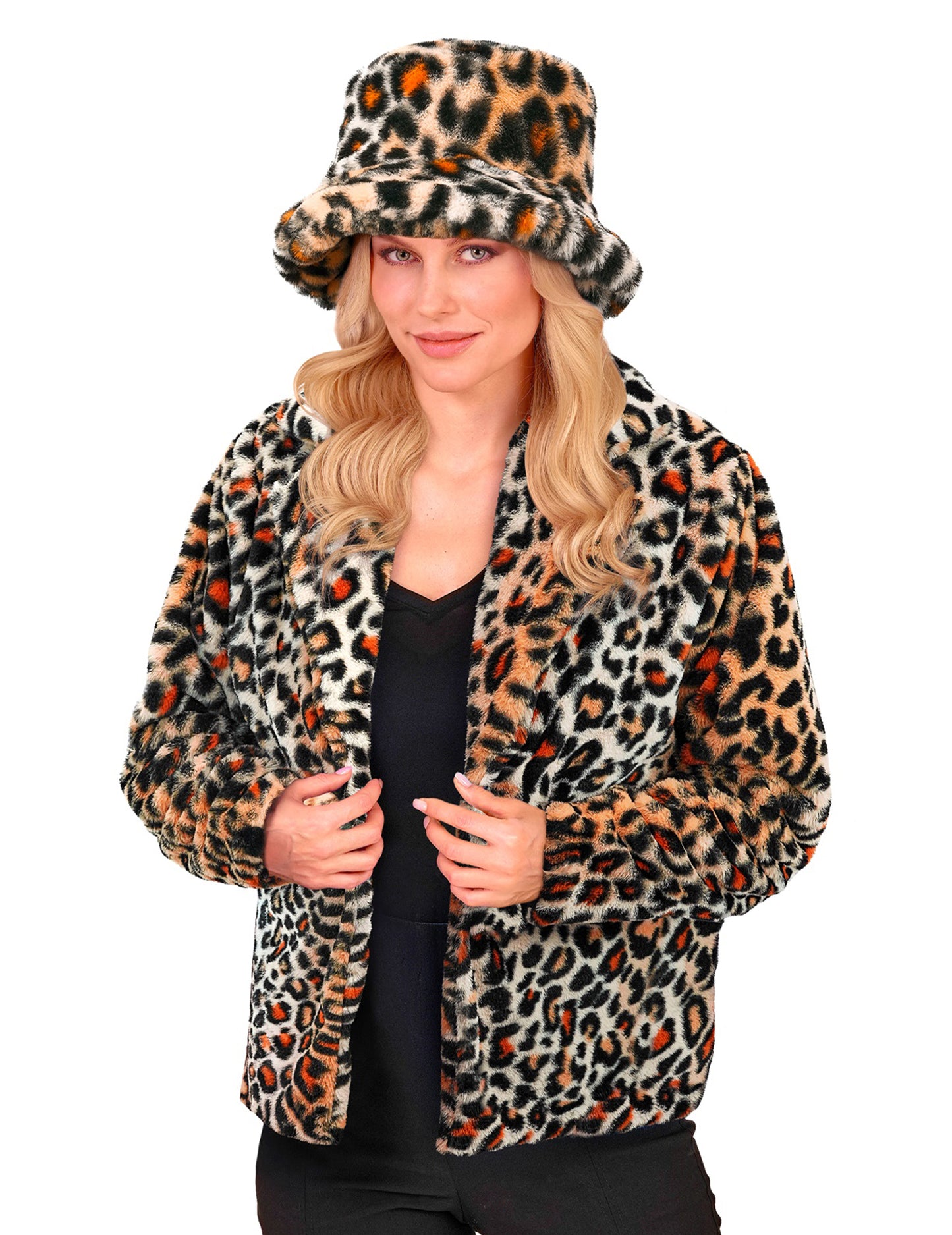 Jachetă din pluș leopard pentru femei 