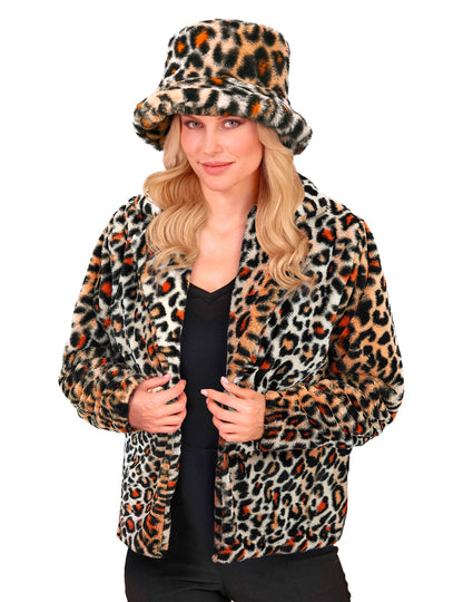 Jachetă din pluș leopard pentru femei 
