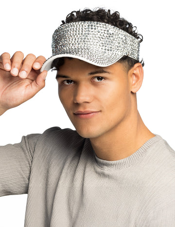 Vizieră cu strasuri argintii pentru adulți