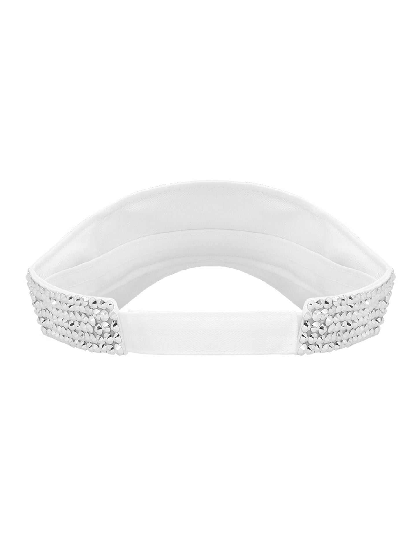 Vue de dos de la visière à strass argentés pour adulte