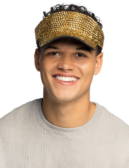 Vizieră cu strasuri aurii pentru adulți