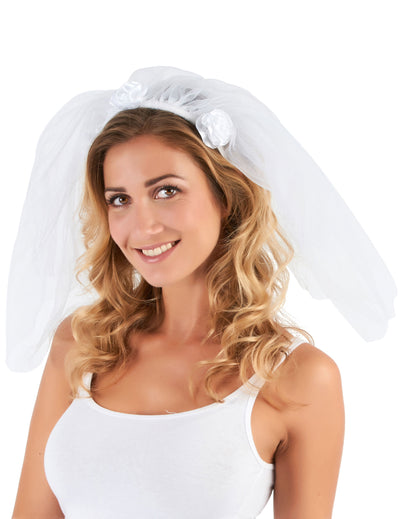 Voile de mariée pour adulte blanc avec fleurs