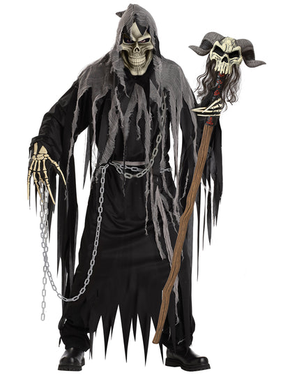 Mise en situation du sceptre de magicien sorcier avec crâne